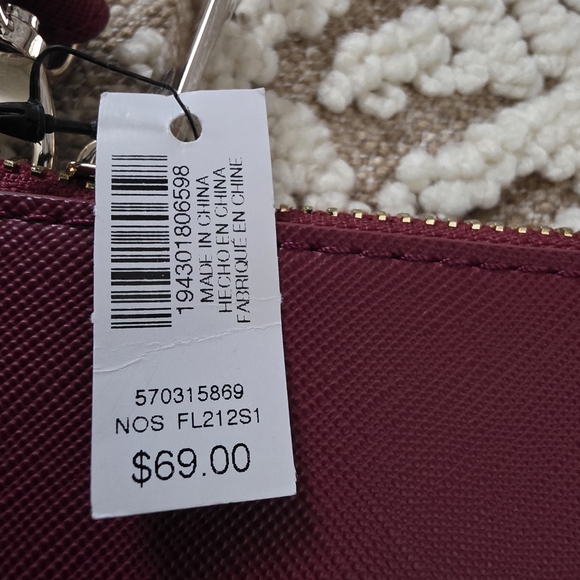 NEW White House Black Market Burgundy Floral Large Studded Clutch - Picture 5 of 6